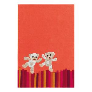 Kinderteppich Joy Teddy Kunstfaser - Orangerot / Beige