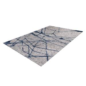 Laagpolig vloerkleed Damast Frozen textielmix - grijs/blauw - 140 x 200 cm