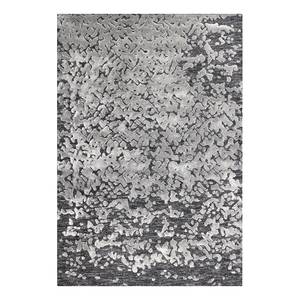 Laagpolig vloerkleed Damast Cozy textielmix - grijs - 120 x 180 cm
