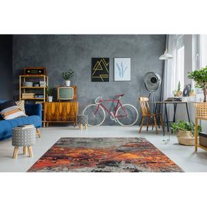 Laagpolig vloerkleed Blaze Fire textielmix - grijs/rood - 115 x 170 cm