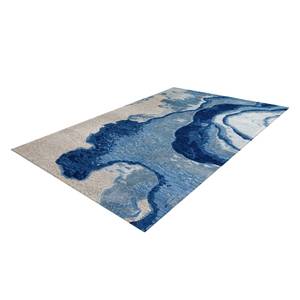 Kurzflorteppich Damast Water Mischgewebe - Blau / Creme - 200 x 300 cm