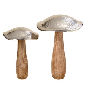 Objets déco champignons I (2 éléments) Mélanges de matériaux - Argenté / Marron