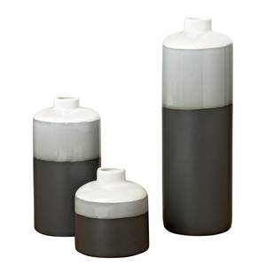 Vase Brixa (3-teilig) Porzellan - Grau / Schwarz / Weiß