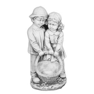 Gartenfigur Junge & Mädchen Keramik - Grau