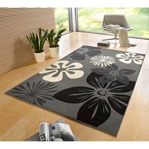 Laagpolig vloerkleed Flora geweven stof - Donkergrijs - 80 x 150 cm