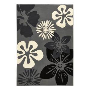 Laagpolig vloerkleed Flora geweven stof - Donkergrijs - 120 x 170 cm