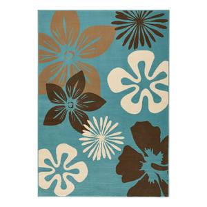 Tapis Flora Tissu - Turquoise / Marron - 80 x 150 cm