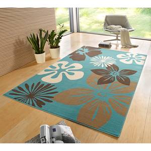 Laagpolig vloerkleed Flora geweven stof - Turquoise/bruin - 200 x 290 cm