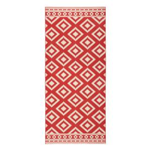 Tapis de couloir Ethno Tissu - Rouge carmin - 80 x 300 cm