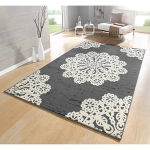 Laagpolig vloerkleed Lace geweven stof - Donkergrijs - 120 x 170 cm