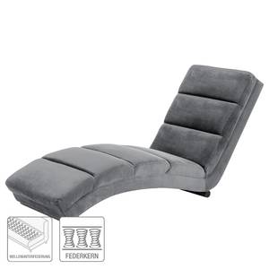 Ligfauteuil Seaham fluweel - Donkergrijs