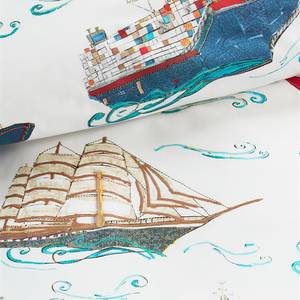 Kinderbeddengoed Ships katoen - wit/meerdere kleuren - 140x200/220cm + kussen 70x60cm