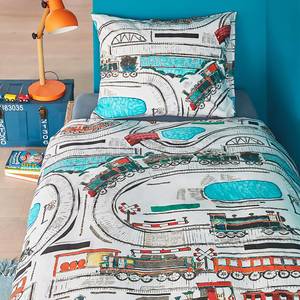Parure de lit enfant Railways Coton - Blanc / Multicolore - 100 x 135 cm + oreiller 60 x 40 cm