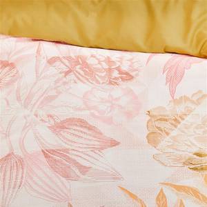 Parure de lit Geometric Garden Coton - Rose / Jaune moutarde - 135 x 200 cm + oreiller 80 x 80 cm