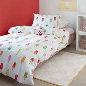 Parure de lit enfant Ice Cream Coton - Blanc / Multicolore - 135 x 200 cm + oreiller 80 x 80 cm