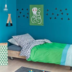 Parure de lit enfant Mette Coton - Vert - 135 x 200 cm + oreiller 80 x 80 cm