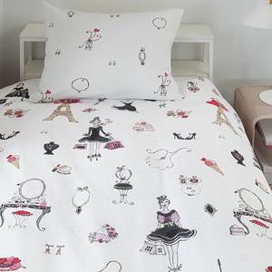 Kinderbeddengoed Paris Girl katoen - wit/meerdere kleuren - 120x150cm + kussen 70x60cm