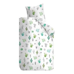 Parure de lit enfant Cactus Coton - Blanc / Vert - 100 x 135 cm + oreiller 60 x 40 cm