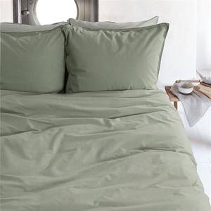 Parure de lit Double Cord Coton - Vert olive - 135 x 200 cm + oreiller 80 x 80 cm