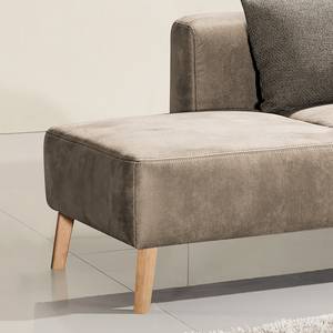 Chaise longue Pulow antieke leerlook - Truffelkleurig - Armleuning vooraanzicht rechts