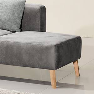 Chaise longue Pulow antieke leerlook - Grijs - Armleuning vooraanzicht links