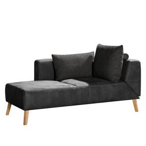 Chaise longue Pulow antieke leerlook - Zwart - Armleuning vooraanzicht rechts