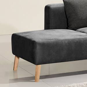 Chaise longue Pulow antieke leerlook - Zwart - Armleuning vooraanzicht rechts