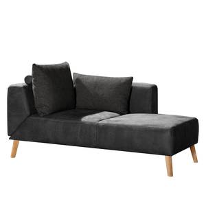 Chaise longue Pulow antieke leerlook - Zwart - Armleuning vooraanzicht links