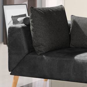 Chaise longue Pulow antieke leerlook - Zwart - Armleuning vooraanzicht links