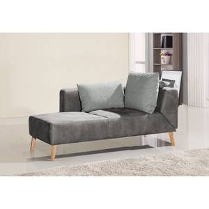 Chaise longue Pulow antieke leerlook - Grijs - Armleuning vooraanzicht rechts