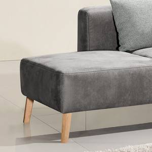 Chaise longue Pulow antieke leerlook - Grijs - Armleuning vooraanzicht rechts