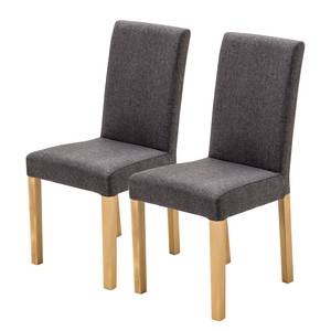 Chaises Flen II (lot de 2) Tissu / Hêtre massif - Hêtre - Anthracite - Hêtre clair