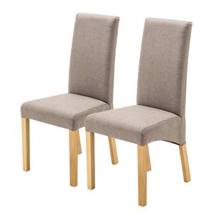 Gestoffeerde stoelen Foxa (set van 2) Geweven stof/massief beukenhout - beukenhout - Taupe