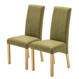 Gestoffeerde stoelen Foxa (set van 2) Geweven stof/massief beukenhout - beukenhout - Olijfgroen