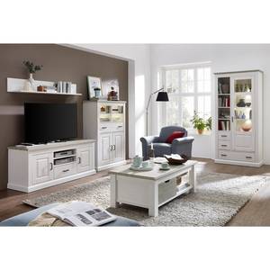 Tv-meubel Curzu wit pijnboomhout/eikenhout - Taupe - Breedte: 150 cm