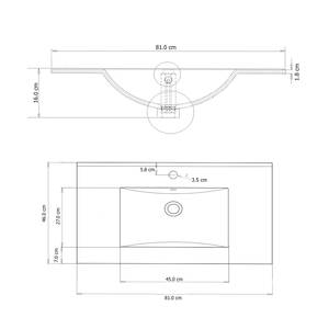 Wastafel Charnocks Incl. verlichting - hoogglans wit/grijs