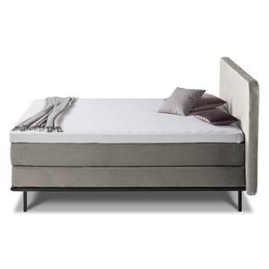 Boxspring Villo geweven stof in fluwelen look - Grijs - Tweepersoonsmatras H2/H3