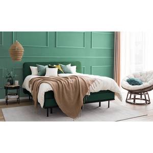 Lit boxspring Villo Tissu effet velours - Vert foncé - D2 souple