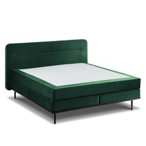 Lit boxspring Villo Tissu effet velours - Vert foncé - D2 souple