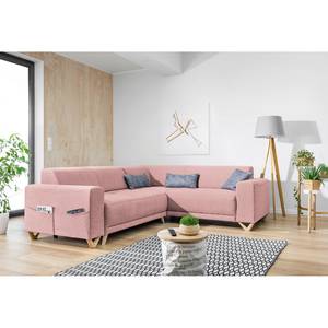 Ecksofa Loiz I Webstoff - Mauve - Schlaffunktion davorstehend links