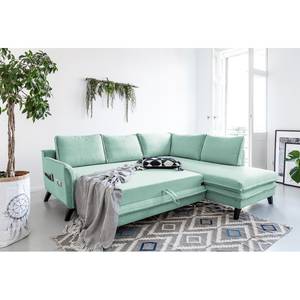 Ecksofa Mia Mia I Webstoff - Babyblau - Ottomane davorstehend rechts