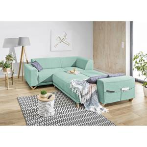 Ecksofa Loiz I Webstoff - Babyblau - Schlaffunktion davorstehend rechts