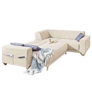 Ecksofa Loiz I Webstoff - Beige - Schlaffunktion davorstehend links