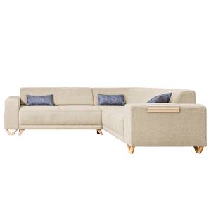 Ecksofa Loiz I Webstoff - Beige - Schlaffunktion davorstehend links