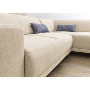 Ecksofa Loiz I Webstoff - Beige - Schlaffunktion davorstehend links