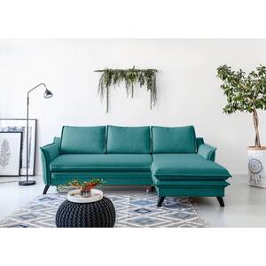 Ecksofa Mia Mia II Webstoff - Petrol - Longchair davorstehend rechts