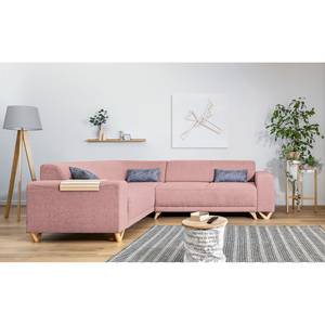 Ecksofa Loiz I Webstoff - Mauve - Schlaffunktion davorstehend rechts