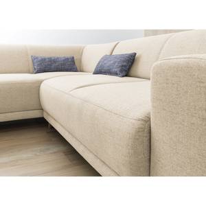 Ecksofa Loiz I Webstoff - Beige - Schlaffunktion davorstehend rechts