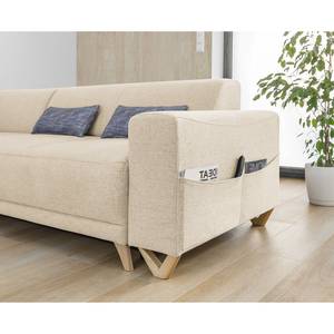 Ecksofa Loiz I Webstoff - Beige - Schlaffunktion davorstehend rechts