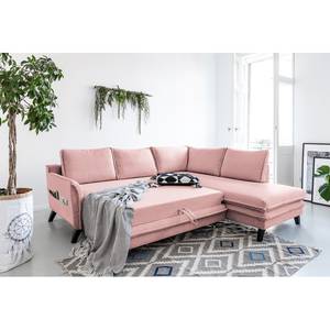 Ecksofa Mia Mia I Webstoff - Mauve - Ottomane davorstehend rechts